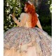 Luxury Long Sleeve Champagne Quinceanera Dresses for Girls High Neck Lace Up Vestidos De 15 Anos